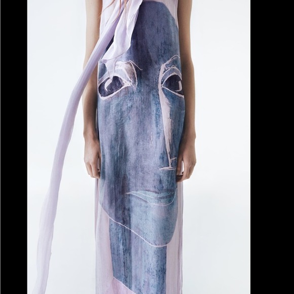 ZARA FLOWY PRINTED DRESS WITH SCARF. Brand new with tag. - Picture 2 of 8